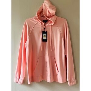 Jones New York Sz M Peach Full Zip Pocket Drawstring Long Sleeve Hoodie Top Jack